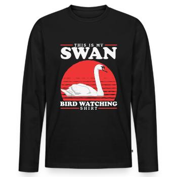 Schwan Schwäne Schwanenliebhaber Geschenk - Männer Premium Bio Langarmshirt - Schwarz - Vorne - Nico (187cm)