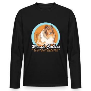 Collie chien Collie Collie à poil long cadeau - T-shirt manches longues Premium bio Homme - noir - Devant - Nico (187cm)