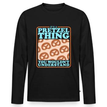 Bretzel Bretzels Cadeau d’amoureux des bretzels - T-shirt manches longues Premium bio Homme - noir - Devant - Nico (187cm)