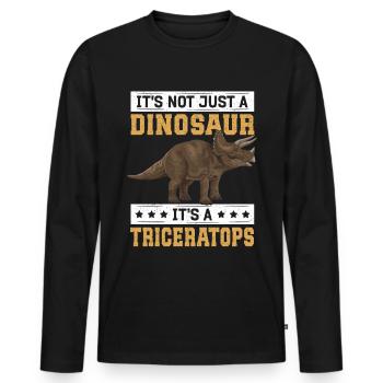 Triceratops Dinosaurier Dinos Geschenk - Männer Premium Bio Langarmshirt - Schwarz - Vorne - Nico (187cm)