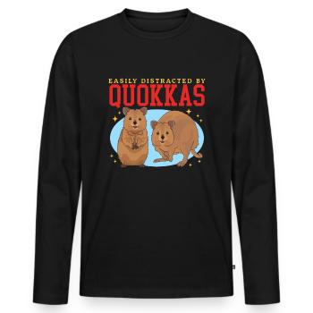 Quokka Kangaroos Quokkas Cadeau - T-shirt manches longues Premium bio Homme - noir - Devant - Nico (187cm)