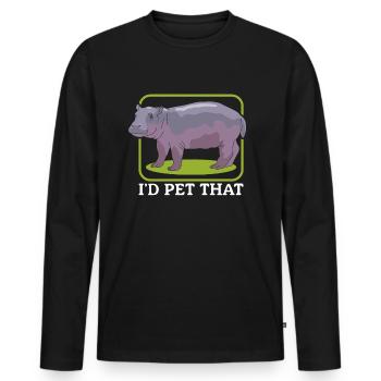 Hippopotame Bébé hippopotame Cadeau Hippopotame - T-shirt manches longues Premium bio Homme - noir - Devant - Nico (187cm)