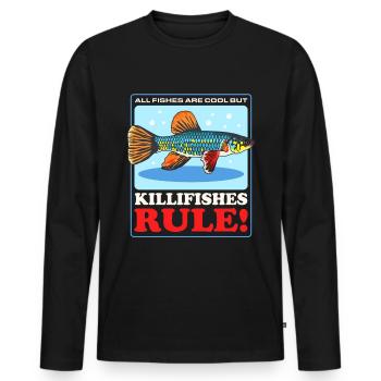 Killifish Egg-laying Toothcarp Gift - Men's Premium Organic Long Sleeve Shirt - black - Front - Nico (187cm)