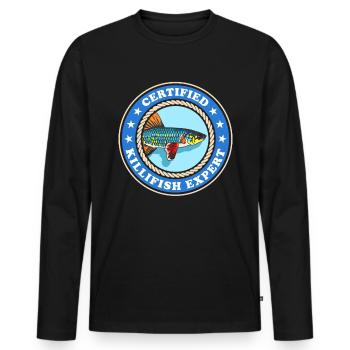 Killifish Expert Egg-laying Toothcarp Gift - Men's Premium Organic Long Sleeve Shirt - black - Front - Nico (187cm)