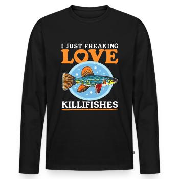 Killifish Egg-laying Toothcarp Fish Gift - Men's Premium Organic Long Sleeve Shirt - black - Front - Nico (187cm)