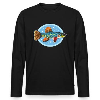 Killifish Egg-laying Toothcarp Fish Gifts - Men's Premium Organic Long Sleeve Shirt - black - Front - Nico (187cm)