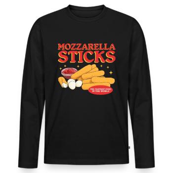Mozzarella Sticks Käseliebhaber Geschenk - Männer Premium Bio Langarmshirt - Schwarz - Vorne - Nico (187cm)