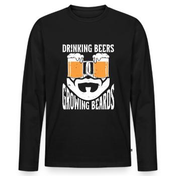 Drinking Beers And Growing Beards, Funny Beard - Männer Premium Bio Langarmshirt - Schwarz - Vorne - Nico (187cm)