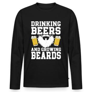 Drinking Beers And Growing Beards, Funny Beard - Männer Premium Bio Langarmshirt - Schwarz - Vorne - Nico (187cm)