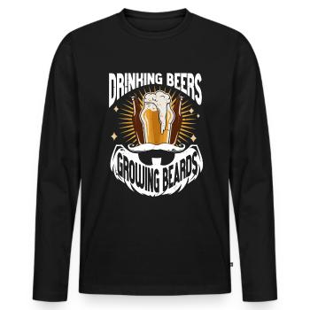 Drinking Beers And Growing Beards, Funny Beard - Männer Premium Bio Langarmshirt - Schwarz - Vorne - Nico (187cm)