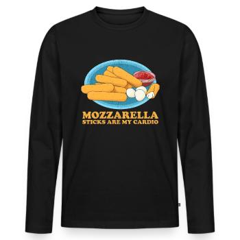 Mozzarella Sticks Cheese Lover Gift - Men's Premium Organic Long Sleeve Shirt - black - Front - Nico (187cm)