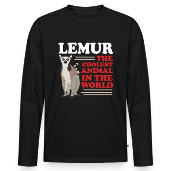 Lémurien annelé lémurien lémurien queue bouclée lemure cadeau - T-shirt manches longues Premium bio Homme - noir - Devant - Nico (187cm)
