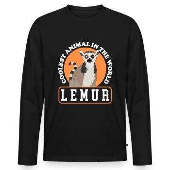 Lemurs Lémurien annelé lémur queue bouclée lemure cadeau - T-shirt manches longues Premium bio Homme - noir - Devant - Nico (187cm)