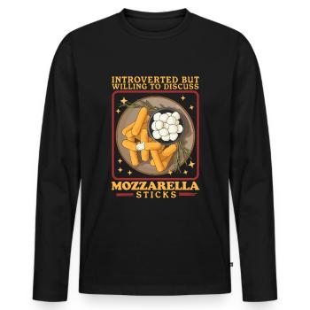 Mozzarella Sticks Cheese Lover Gift - Men's Premium Organic Long Sleeve Shirt - black - Front - Nico (187cm)
