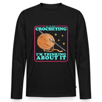 Crochet Crochet Crochet Cadeau - T-shirt manches longues Premium bio Homme - noir - Devant - Nico (187cm)