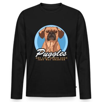 Puggle Hundebesitzer Hundehalter Geschenk - Männer Premium Bio Langarmshirt - Schwarz - Vorne - Nico (187cm)