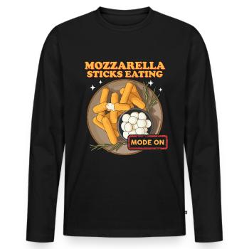 Mozzarella Sticks Cheese Lover Gift - Men's Premium Organic Long Sleeve Shirt - black - Front - Nico (187cm)