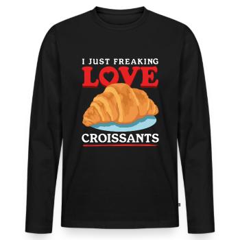 Croissant Hörnchen Gipfeli Beugel Geschenke - Männer Premium Bio Langarmshirt - Schwarz - Vorne - Nico (187cm)