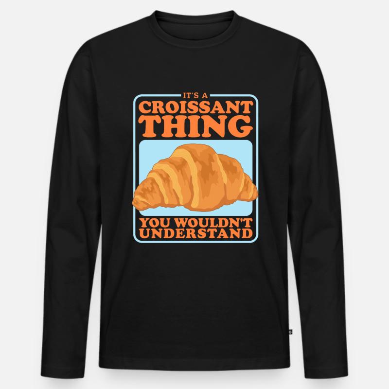 Croissant Gipfeli Hörnchen Beugel Geschenke - Männer Premium Bio Langarmshirt - Schwarz
