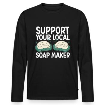 Savonnerie Savonnier - T-shirt manches longues Premium bio Homme - noir - Devant - Nico (187cm)