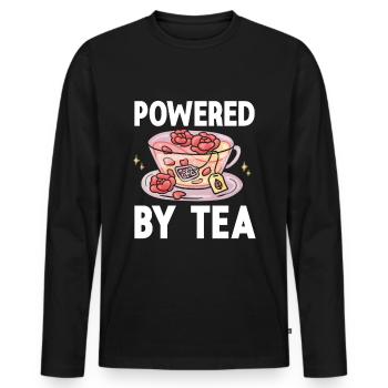 Tea Lover Tea Drinker Quotes Powered By Tea - Männer Premium Bio Langarmshirt - Schwarz - Vorne - Nico (187cm)