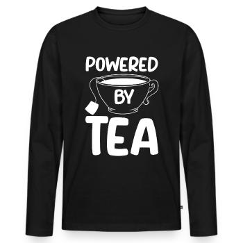 Tea Lover Tea Drinker Quotes Powered By Tea - Männer Premium Bio Langarmshirt - Schwarz - Vorne - Nico (187cm)