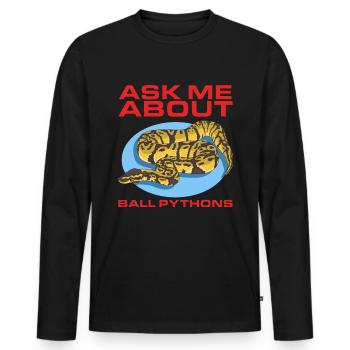 King Python Python Snake Gifts - Men's Premium Organic Long Sleeve Shirt - black - Front - Nico (187cm)