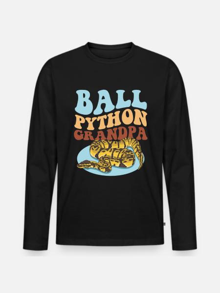 Königspython Opa Python Schlange Geschenk - Männer Premium Bio Langarmshirt - Schwarz