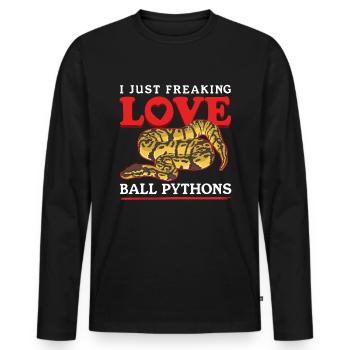 Königspython Schlangen Python Geschenke - Männer Premium Bio Langarmshirt - Schwarz - Vorne - Nico (187cm)
