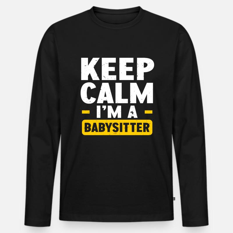 Babysitter Babysitting - Männer Premium Bio Langarmshirt - Schwarz