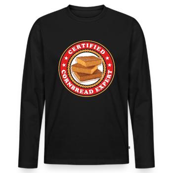 Pain de maïs Expert Pain de maïs Pain de maïs Cadeau - T-shirt manches longues Premium bio Homme - noir - Devant - Nico (187cm)