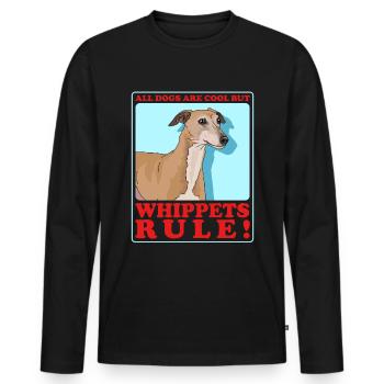 Whippet Petit lévrier anglais Cadeau - T-shirt manches longues Premium bio Homme - noir - Devant - Nico (187cm)