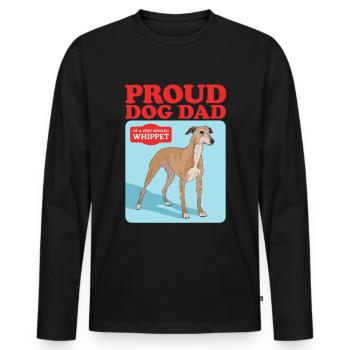 Whippet Dad Petit lévrier anglais Cadeau - T-shirt manches longues Premium bio Homme - noir - Devant - Nico (187cm)