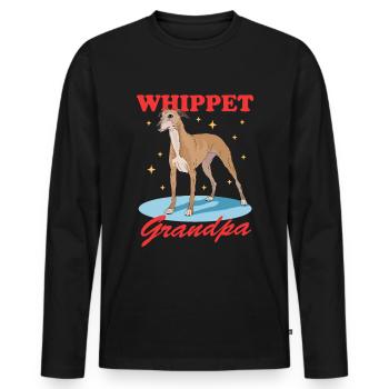 Whippet Grandpa Lévrier anglais Cadeau - T-shirt manches longues Premium bio Homme - noir - Devant - Nico (187cm)
