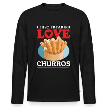 Churros Churro Geschenke - Männer Premium Bio Langarmshirt - Schwarz - Vorne - Nico (187cm)