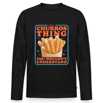 Churros Baker Churro Cadeaux - T-shirt manches longues Premium bio Homme - noir - Devant - Nico (187cm)