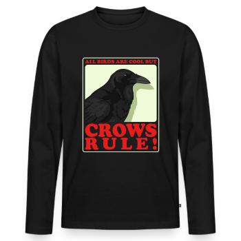 Corbeaux Corbeaux Oiseaux Cadeau - T-shirt manches longues Premium bio Homme - noir - Devant - Nico (187cm)