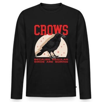 Corbeaux Oiseaux Corbeaux Cadeaux - T-shirt manches longues Premium bio Homme - noir - Devant - Nico (187cm)