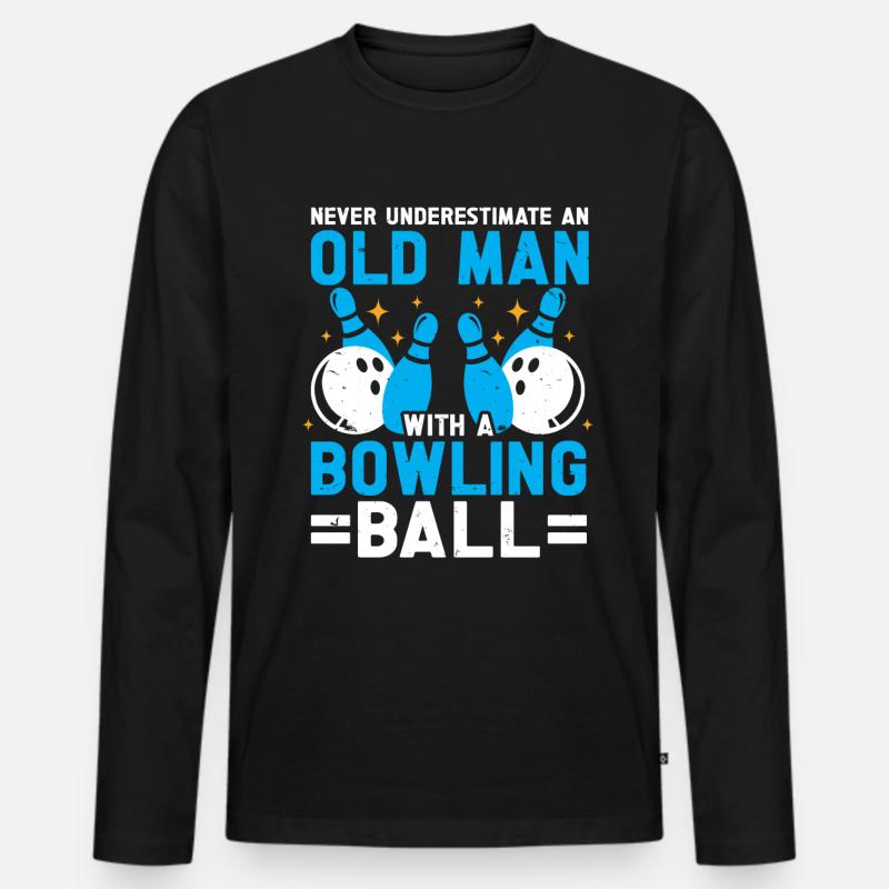Bowling Ball Bowler - Männer Premium Bio Langarmshirt - Schwarz