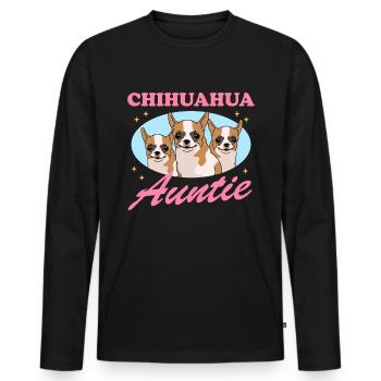 Chihuahua Tante Chihuahua Cadeau - T-shirt manches longues Premium bio Homme - noir - Devant - Nico (187cm)