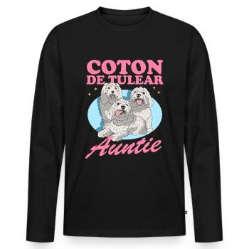 Coton de Tuléar Tante Chien Lover Cadeau - T-shirt manches longues Premium bio Homme - noir - Devant - Nico (187cm)