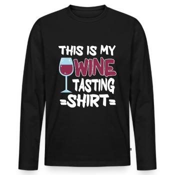 Wine Tasting Funny Wine Lover - Men's Premium Organic Long Sleeve Shirt - black - Front - Nico (187cm)