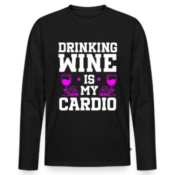 Wine Tasting Funny Wine Lover - Men's Premium Organic Long Sleeve Shirt - black - Front - Nico (187cm)
