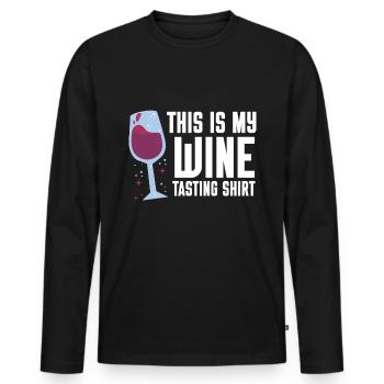 Wine Tasting Funny Wine Lover - Men's Premium Organic Long Sleeve Shirt - black - Front - Nico (187cm)