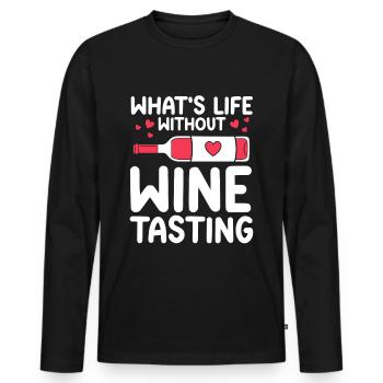 Wine Tasting Funny Wine Lover - Männer Premium Bio Langarmshirt - Schwarz - Vorne - Nico (187cm)