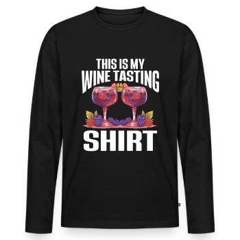 Wine Tasting Funny Wine Lover - Männer Premium Bio Langarmshirt - Schwarz - Vorne - Nico (187cm)