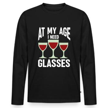 Wine Tasting Funny Wine Lover - Men's Premium Organic Long Sleeve Shirt - black - Front - Nico (187cm)