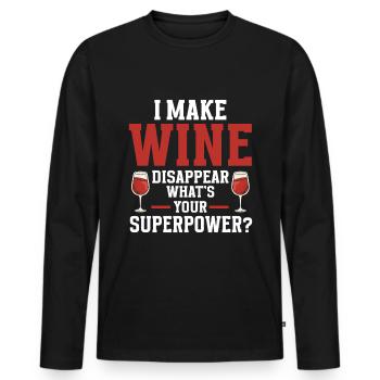 Wine Tasting Funny Wine Lover - Men's Premium Organic Long Sleeve Shirt - black - Front - Nico (187cm)