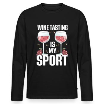 Wine Tasting Funny Wine Lover - Männer Premium Bio Langarmshirt - Schwarz - Vorne - Nico (187cm)