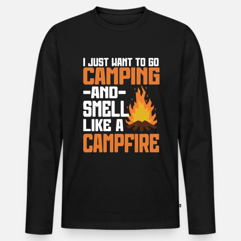 Camping Campfire Camper - Männer Premium Bio Langarmshirt - Schwarz